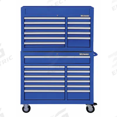 WESTWARD Tool Chest and Cabinet Combination: 24 Drawers, Heavy Duty, Keyed - Heavy-Duty Top Chest & Rolling Cabinet Combos
