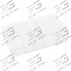 FLAMBEAU Compartment Box: 6 1/2 in x 10 3/4 in x 2 1/2 in, Clear, 6 Compartments, 0 Adj Dividers (MPN T606D). Key specifications — ESD Conductive: Not Electrostatic Discharge Conductive; Color: Clear; Compartment WxD: (6) 1-11/16 in x 6-1/4 in; Brand: FLAMBEAU; Material: Plastic.