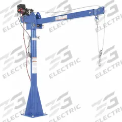 VESTIL Davit Crane: Steel, Electric, 2,000 lb Max. Load Capacity, 4.3 ft to 7.3 ft, Pedestal (MPN WTJ-20-4-DC). Key specifications — Material: Steel; Brand: VESTIL; Included Base Type: Pedestal; Body Material: Steel.