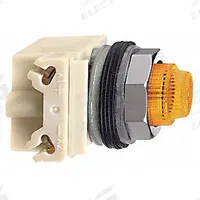 SCHNEIDER ELECTRIC Pilot Light: 30 mm Panel Mounting Size, Amber, LED, 9001K Series (MPN 9001KP38LYA31). Key specifications — Series: 9001K; Brand: SCHNEIDER; Includes Push-To-Test: No Push-To-Test Included.