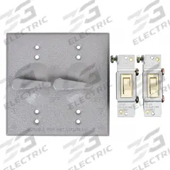 BELL Weatherproof Cover: Die-Cast Zinc, Toggle Switches, 2 Gangs, 4 1/2 in Overall Ht, 3R, Gray (MPN 5124-0). Key specifications — Brand: BELL; Color: Gray; Compatible with Product Type: Toggle Switches; Mounting Orientation: Vertical.