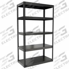 HALLOWELL Boltless Shelving: Standalone, Extra-Heavy-Duty, 48 in x 24 in, 84 in Overall Ht, Steel (MPN HCR482484-5ME). Key specifications — Finish: Powder Coated; Maximum Post Load Capacity: 6,000 lb with Beams Evenly Spaced at 21 in; Decking Material: Steel; Color: Black; Beam Profile: Angle; Brand: HALLOWELL; Side Panel: Open.