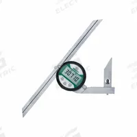 INSIZE Protractor: 12 in Blade Lg, 0°to 360°, +/-5 ft Accuracy, 1′/0.01° Resolution, Stainless Steel (MPN 2771-360). Key specifications — attr1182192: 1′/0.01°; attr1182193: Stainless Steel; attr1182194: +/-5 ft; attr1182195: 12 in; attr1182197: Absolute zero,zero setting is not needed when batteries are replaced;Button function:choose 0~90°,0~180°or0~360°display,change resolution,display flips over,data hold,zero,on/off supplementary angle measurement; attr1182199: LCD; attr1182218: INSIZE; attr1211640: No.