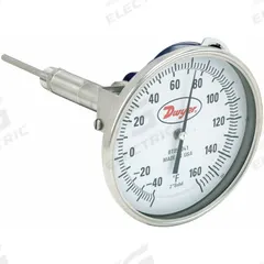 DWYER Dial Thermometer With Process Output: -40°F to 160°F, +/- 1% Accuracy, 4 in Stem Lg, Male (MPN BTO54041). Key specifications — Brand: DWYER; Accuracy: +/- 1%.