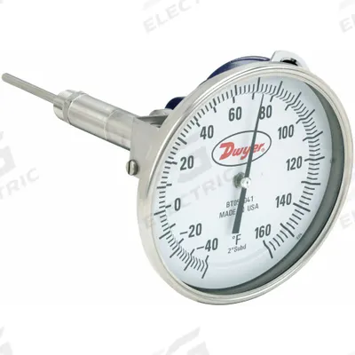 Dwyer Dial Thermometer With Process Output: -40°F to 160°F, +/- 1% Accuracy, 4 in Stem Lg - Thread-Mount Transmitting Dial Thermometers