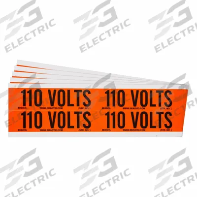 BRADY Conduit & Voltage Signs & Labels: 4 1/8 in Label Wd, 1 1/8 in Label Ht - Self-Stick Vinyl Conduit and Voltage Markers