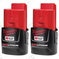 MILWAUKEE Battery: M12™, 1.5 Ah, 2 Batteries Included, 12V DC, 2 PK (MPN 48-11-2411). Key specifications — attr1278107: Not Oil-Resistant.