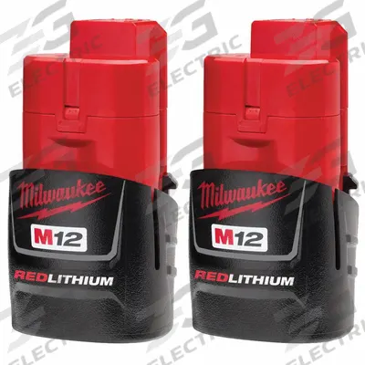 MILWAUKEE Battery: M12, 1.5 Ah, 2 Batteries Included, 12V DC - Milwaukee Cordless Tool Batteries