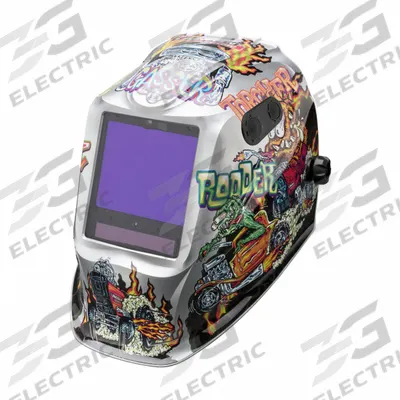 LINCOLN ELECTRIC Welding Helmet: Auto-Darkening, 5 Arc Sensors, White, Cars, W13 - Auto-Darkening Welding Helmets - Graphic