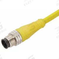 Cordset: M12 Male Straight X Bare Wire, 4 Pins, Yellow, PVC, 2 m Cable Lg, 4 A Max Current (A) (MPN 804006A09M020). Key specifications — Cable Jacket Color: Yellow; End 1 Gender: Male; End 1 Mounting Orientation: Straight; End 2 Connection Type: Bare Wire; IP Rating: IP65; Brand: BRAD HARRISON; NEMA Rating: 6P; Wire Size: 24 AWG.