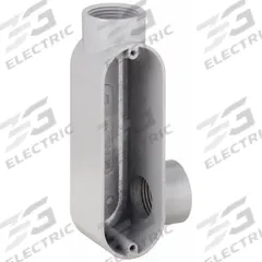 Conduit Outlet Body: Aluminum, Powder Coated, 1 in Trade Size, LR Body, 12 cu in Body Capacity (MPN LR0100). Key specifications — Finish: Powder Coated; For Use With: IMC; Brand: RACO; Hub Style: Threaded.