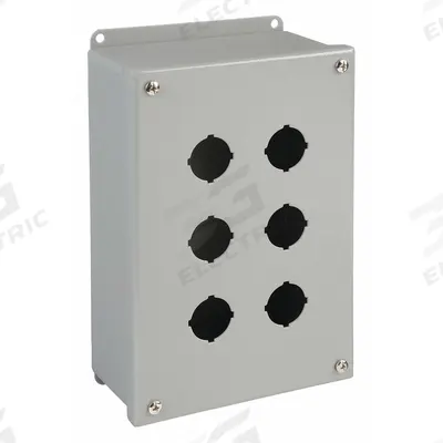 WIEGMANN Push Button Enclosure: 30mm, 6 Holes, Carbon Steel - Enclosures for 30mm Operators