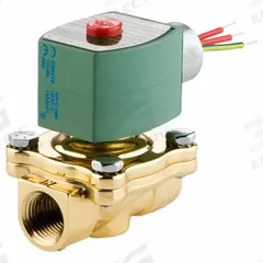 REDHAT Solenoid Valve: 2-Way, Normally Closed, 3/8 in Pipe Size, 24V DC, Watertight, High Flow (MPN 8210G001LF 24/DC). Key specifications — Pipe Size: 3/8 in; Voltage: 24V DC; Brand: REDHAT; Coil Enclosure: Watertight.