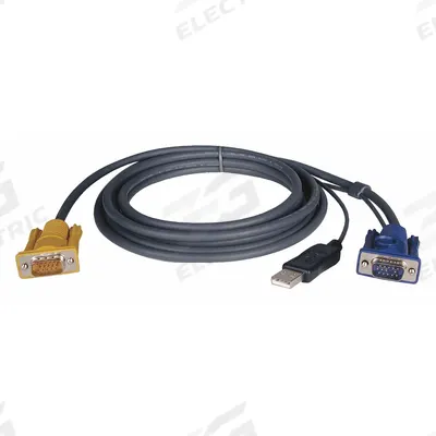 EATON TRIPP LITE Switch Cable: USB 2.0/VGA/SVGA, Tripp Lite Series, 10 ft Lg, HD15, Male - KVM Cable Kits