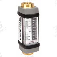 HEDLAND Mechanical Flowmeter: Water and Other Fluid Meter, Scale, Variable Area, Inline, Universal (MPN H755B-020). Key specifications — Display Type: Scale; O-Ring Material: Viton; Includes Flow Rate Adjustment Knob: No; Includes Pressure Guage: No; Mounting Orientation: Universal; Unit Of Measure: Gallons; Brand: HEDLAND; Accuracy: +/-2%.
