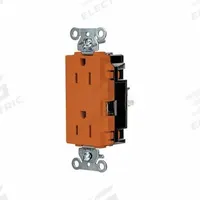 HUBBELL Receptacle: Decorator Duplex, 5-15, Orange, 125V AC, 15 A, 2 Pole / 3 Wire (MPN DR15STO)