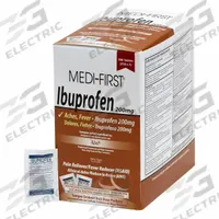 MEDI-FIRST Pain Relief: Ibuprofen, 200 mg, 250 Individual Doses, Tablet (MPN 80813). Key specifications — Purpose: Pain Relief; Strength: Regular Strength; Manufacturer Part Number: 80813; Brand: MEDI-FIRST; Flavor: Unflavored; Dose Package Type: Packets; Exterior Package Type: Box; Format: Tablet.