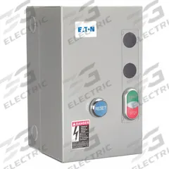 EATON IEC Magnetic Motor Starter: Non-Reversing, 3 Poles, Electronic Protection, 9 A, 480V AC (MPN ECX09C1CBA-R63/C). Key specifications — Brand: EATON; Pilot Lights Included: None; Auxiliary Contacts Included: 1NO/1NC.