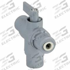 APPROVED VENDOR Manual Three-Way Ball Valve: 1/4 in, PVC, L Flow, Push x Push x Push, One-Piece (MPN 6901190). Key specifications — Brand: APPROVED VENDOR; Handle: Lever.