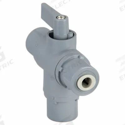 APPROVED VENDOR Manual Three-Way Ball Valve: 1/4 in, PVC, L Flow, Push x Push x Push - NSF 51 Compliant L-Port PVC Ball Valves