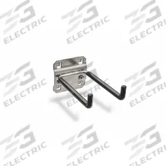 TRITON PRODUCTS Pegboard Hook: 4 in x 2 1/8 in x 2 1/4 in, 2 Hooks, 4 in Hook Dp, ABS Retainers (MPN V62419). Key specifications — Mounting Type: Surface; Includes: ABS Retainers; Finish: Vinyl Coated; Color: Black; Accessory Type: 90-Degree Double Rod Hook; Locking System: ABS Retainers; Material: Stainless Steel; For Tool Type: Hammers.