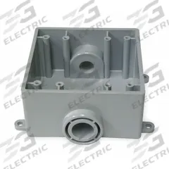 CANTEX Electrical Box: PVC, Rectangular, 2 Gangs, 1 in Hub Size, 36 cu in Capacity, Gray (MPN 5133372). Key specifications — Color: Gray; Brand: CANTEX.