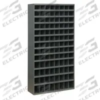 DURHAM MFG Pigeonhole Bin Unit: 34 in x 12 in x 66 in, 104 Compartments, Gray, Steel, Powder Coated (MPN 740-95). Key specifications — attr7229: Steel; attr38869: DURHAM MFG; attr38873: Gray.