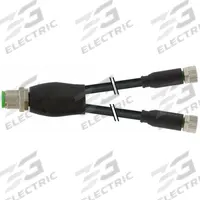 MURRELEKTRONIK Cordset: M12 Male Straight X (2) M8 Female Straight, PUR, Black, 5 m Cable Lg (MPN 7000-40821-6300500). Key specifications — Cable Jacket Color: Black; IP Rating: IP67; Wire Size: 0.25 sq mm; Brand: MURRELEKTRONIK.