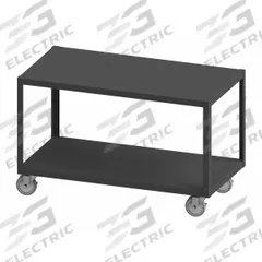 DURHAM MFG Work Table: Fixed Ht, Steel, 48 in x 30 in, 1,200 lb Overall Load Capacity (MPN HMT12G30485PU295). Key specifications — Unit Type: Not Expandable or Modular; Assembly: Fully Assembled; Wheel Material: Polyurethane; Frame Material Finish: Powder Coated; Mobility: Casters; Height Adjustability: Fixed Height; Caster Type: (4) Swivel Locking; Frame Construction: Welded Only.