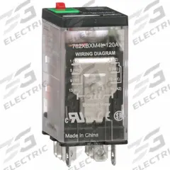 SCHNEIDER General Purpose Relay: Socket Mounted, 15 A Current Rating, 120V AC, DPDT, D Socket (MPN 782XBXM4L-120A). Key specifications — Brand: SCHNEIDER; Base Type: Square; Mounting Style: Socket; Electrical Connection: Faston Terminal; Manufacturer Part Number: 782XBXM4L-120A; Operating Current: 15 A at 120/150V; Series: 782 Series.