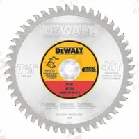 DEWALT Circular Saw Blade: 7 1/4 in Blade Dia., 48 Teeth, 0.08 in Cut Wd, 5/8 in Arbor Size, Carbide (MPN DWA7766). Key specifications — attr1116119: DEWALT; attr1145631: Steel.