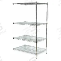 APPROVED VENDOR Wire Shelving Unit: Add-On, 72 in x 18 in, 74 in Overall Ht, 4 Shelves, Split Sleeve (MPN 2HGK8). Key specifications — Recommended Environments: Dry; Color: Silver; Finish: Chrome; Material: Steel; Brand: APPROVED VENDOR.