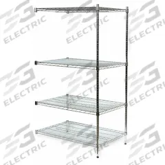 APPROVED VENDOR Wire Shelving Unit: Add-On, 72 in x 18 in, 74 in Overall Ht, 4 Shelves, Split Sleeve (MPN 2HGK8). Key specifications — Recommended Environments: Dry; Color: Silver; Finish: Chrome; Material: Steel; Brand: APPROVED VENDOR.