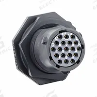 SOURIAU Electrical Connector: Trim Trio UTSX 14, Jam Nut Receptacle, 19 Contacts, 4 A, 250V (MPN UTSX714E19S). Key specifications — Wire Size: 20 AWG to 18 AWG; Includes Contacts: Contacts Included; Contact Type: Solder; Brand: SOURIAU; Coupling Type: 1/3 Bayonet; IP Rating: IP69K; Series: Trim Trio UTSX; Contact Gender: Female.