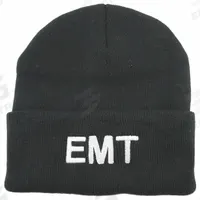 HEROS PRIDE EMT Hat: Universal, Black with White Lettering, Acrylic Knit (MPN 6859). Key specifications — Color: Black with White Lettering; Size: Universal; Material: Acrylic Knit.