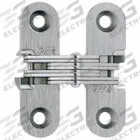 SOSS Concealed Hinge: 1 3/4 in Leaf Ht, 1/2 in Leaf Wd, Full Mortise Mounting, 2 Holes per Leaf (MPN 203CUS26D). Key specifications — Brand: SOSS; Finish: Satin Chromium-Plated.