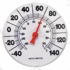 ACURITE Analog Panel Mount Thermometer: -40°F to 140°F /-40°C to 60°C, +/- 4°F, Wall, +/- 4°F (MPN 00353A2). Key specifications — attr1273366: Dial; attr1273365: ACURITE.