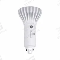 GE LAMPS Compact LED Bulb: Type A, 4-Pin (G24q/GX24q), PL Vertical, LED, 2700K/3000K/3500K/4000K (MPN LED19GX24q-V/8SC). Key specifications — Brand: GE LAMPS; Bulb Designation: LED/Plug-In/18.5 W/ 2700 K/3000 K/3500 K/4000 K/80 CRI; Dimmable: No; Color Temperature: 4000K.