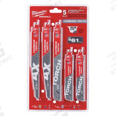 MILWAUKEE Reciprocating Saw Blade Set: 5 Pieces, Reciprocating Saw Blade Set - Reciprocating Saw Blade Sets