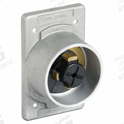 HUBBELL Locking Inlet: Non-NEMA, Silver, 250V DC/600V AC, 30 A, 3 Pole - General Purpose Inlets