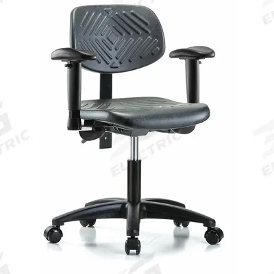 APPROVED VENDOR Cleanroom Chair: Polyurethane, Arms Included, Ht Range 17 in to 22 in, 16 in Seat Wd - Polyurethane Lab Chairs