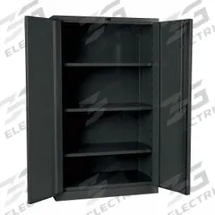 HALLOWELL Storage Cabinet: 36 in x 21 in x 60 in, Swing Handle & Padlock Hasp, 14 ga Panel Thick (MPN HW4SC6160-3CL). Key specifications — attr62698: Dark Gray; attr62736: Welded; attr87895: Frame; attr62693: Assembled; attr62737: Stationary; attr62694: Adjustable; attr62695: Powder Coated; attr62696: Steel.