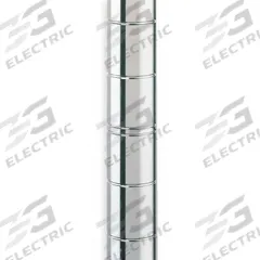 METRO Industrial Wire Shelving Post: 63 in x 1 in, Steel, Split Sleeve, Silver, 4 Posts (MPN 63UP). Key specifications — Brand: METRO; Recommended Environments: Dry; Leveling Feet Included: No; Color: Silver; Finish: Chrome; Material: Steel.