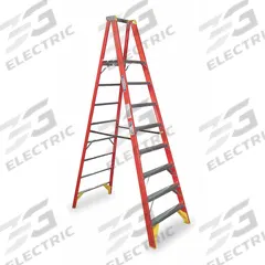 WERNER Platform Stepladder: 8 ft Ladder Size, Fiberglass, 300 lb Load Capacity, 45 lb Wt (MPN P6208). Key specifications — Brand: WERNER; Included Features: Guard Rail.