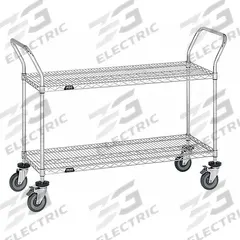 APPROVED VENDOR Wire Shelf Utility Cart: 400 lb, 2 Shelf, 36 in L x 18 in W x 40 in H Dim, Silver (MPN UC2-1836LZ). Key specifications — Shelf Orientation: Flat; Caster/Wheel Configuration: (4) Swivel; Finish: Zinc Plated; Brand: APPROVED VENDOR.