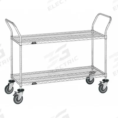 APPROVED VENDOR Wire Shelf Utility Cart: 400 lb, 2 Shelf, 36 in L x 18 in W x 40 in H Dim - Utility Carts with Shallow Lipped Wire Shelves