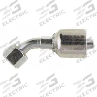 PARKER Hydraulic Crimp Fitting: Steel x Steel, 45° Elbow, -10 For Hose Dash Size, Metric x Crimp (MPN 1CE43-18-10). Key specifications — Fitting Gender: Female x Genderless; Fitting Connection Type: Metric x Crimp; Brand: PARKER; Thread Size: M26-1.5; For Hose Dash Size: -10.