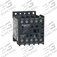SCHNEIDER IEC Control Relay: DIN-Rail & Surface Relay Mounting, 24V DC Coil Volt, 3NO/1NC, 10 A (MPN CA3KN31BD). Key specifications — Brand: SCHNEIDER.