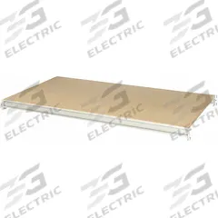 HALLOWELL Bulk Rack Shelf: 96 in x 24 in x 3 1/8 in, 14 ga Beams, Particleboard (MPN HBRL9624P-PL). Key specifications — Decking Material: Particleboard; Frame Finish: Powder Coated; Frame Material: Steel; Color: Light Gray; Includes: Cross Bars; Brand: HALLOWELL.