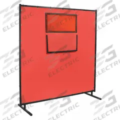 STEINER Welding Screen with Window: Acrylic-Coated Fiberglass, 6 ft Ht, 6 ft Wd, Red, 1 in Frame (MPN 584HD-338F-6X6). Key specifications — Brand: STEINER; Screen Material Type: Acrylic-Coated Fiberglass.